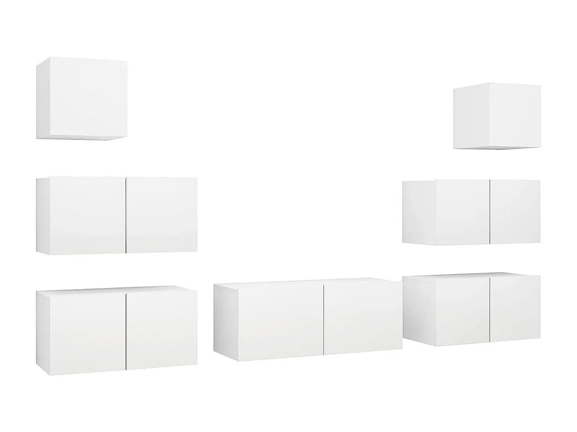 Ensemble de meubles TV | Bancs TV | Armoires TV 7 pcs Blanc Bois d'ingénierie
