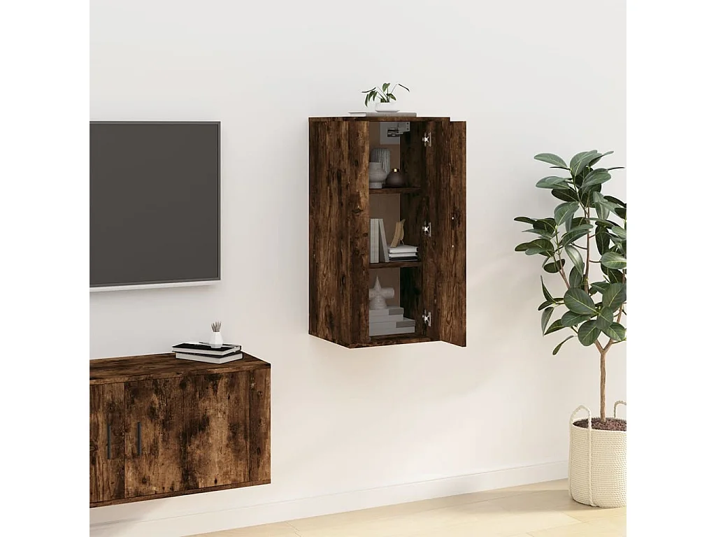 Tv-wandmeubel | Tv-Bank | TV-kast 40x34,5x80 cm gerookt eikenkleurig
