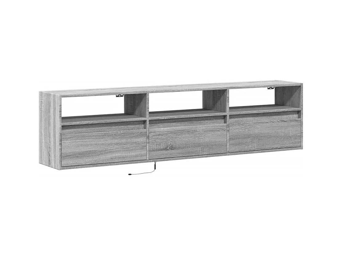 Tv-wandmeubel | TV-kast | Tv-Bank met LED-verlichting 180x31x45 cm grijs sonoma