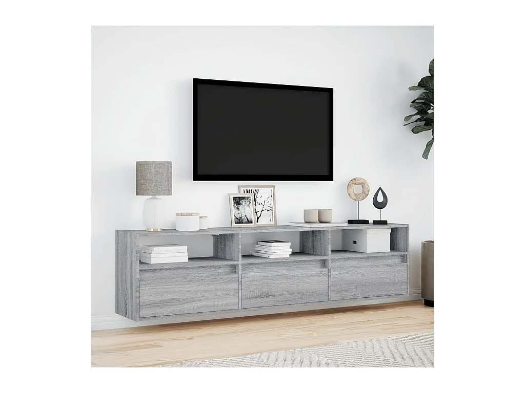 Tv-wandmeubel | TV-kast | Tv-Bank met LED-verlichting 180x31x45 cm grijs sonoma