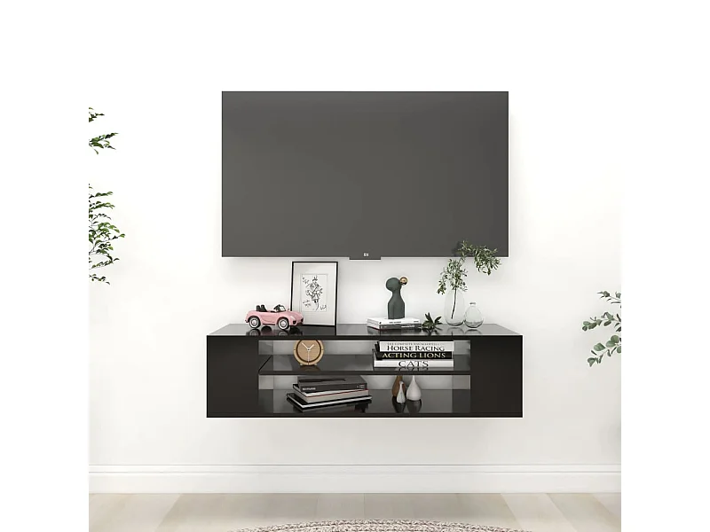 Mobile Porta TV | Armadietto TV Pensile Nero 100x30x26,5 cm Legno Multistrato