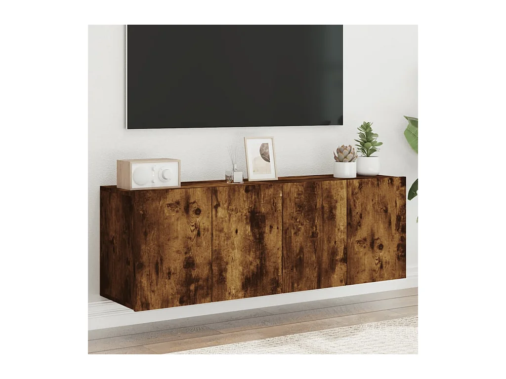 muebles para TV  | Gabinetes de TV |  Muebles de salón de pared 2 unidades roble ahumado 60x30x41 cm