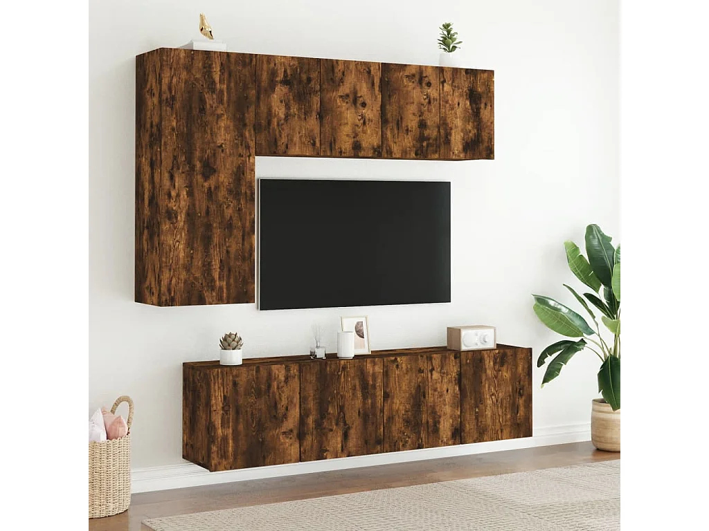 Meubles TV | Bancs TV | Armoires TV muraux 2 pcs chêne fumé 60x30x41 cm