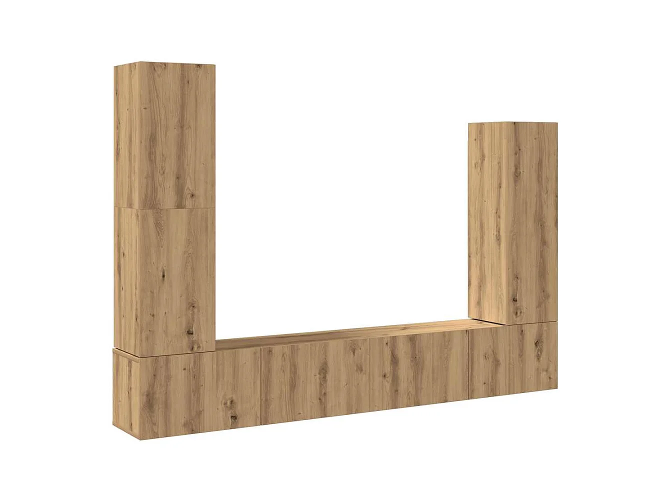 Set Mobile TV | Armadietto TV 4 pz Montato a Parete Rovere in Legno Multistrato