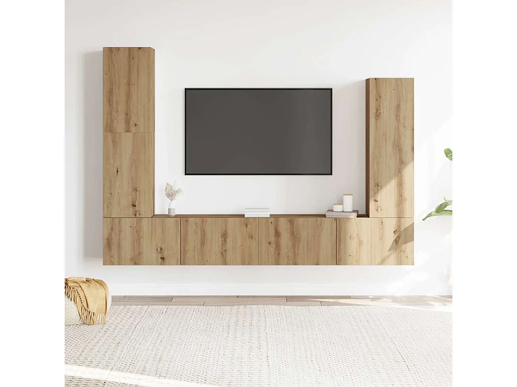 Ensemble de meuble TV | Banc TV | Armoire TV mural 4 pcs chêne artisanal