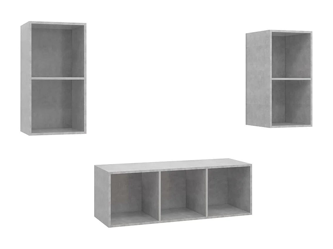 Ensemble de meuble TV | Banc TV | Armoire TV 3 pcs Gris béton Bois d'ingénierie