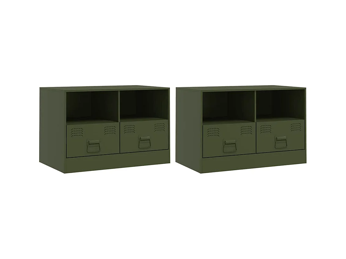 muebles para TV  | Gabinetes de TV |  Muebles de salón 2 unidades acero verde oliva 67x39x44 cm
