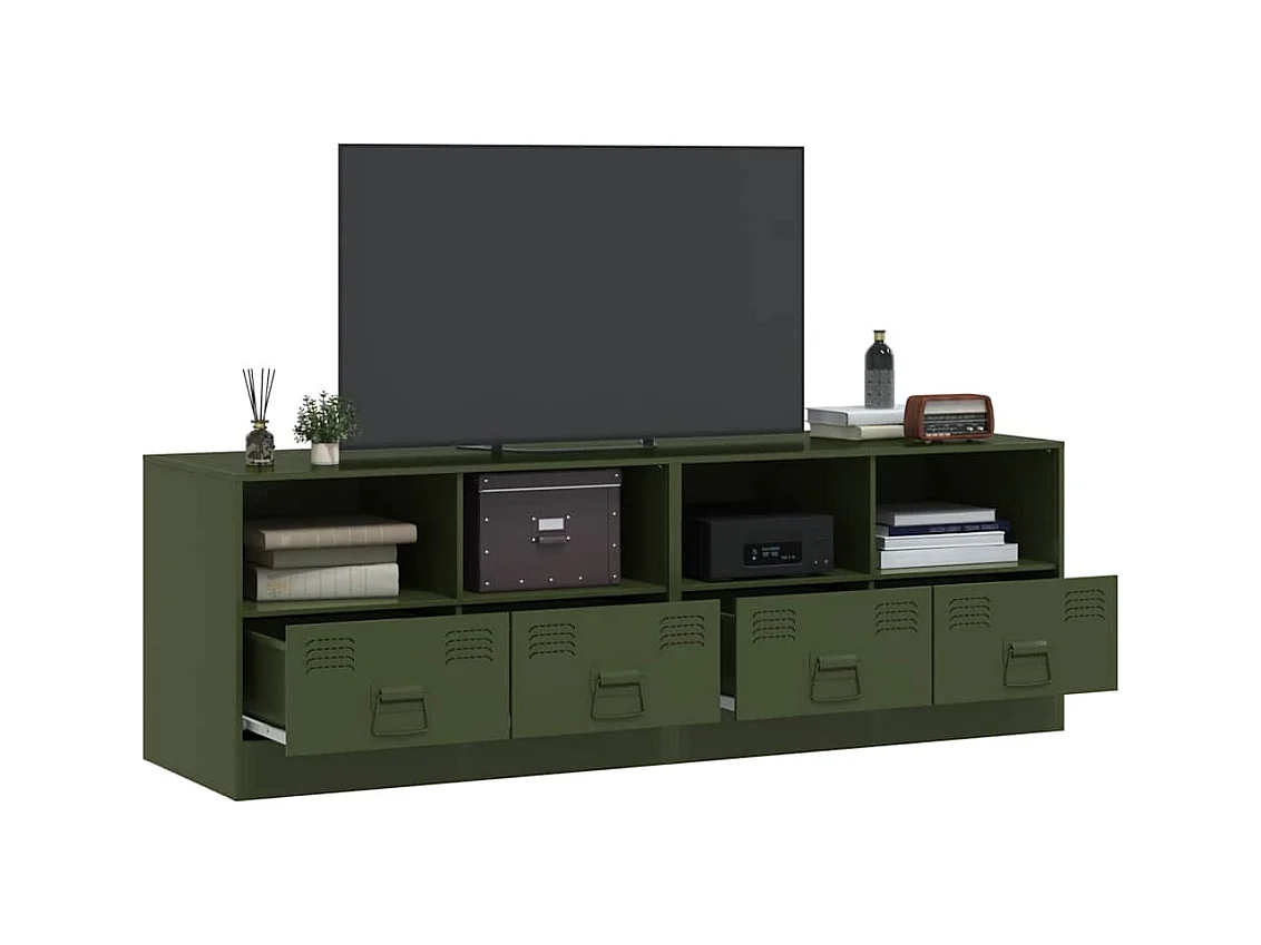 muebles para TV  | Gabinetes de TV |  Muebles de salón 2 unidades acero verde oliva 67x39x44 cm