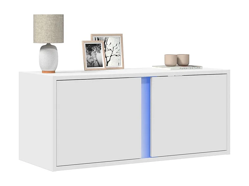 Meuble TV | Banc TV | Armoire TV mural avec lumières LED blanc 80x31x35 cm