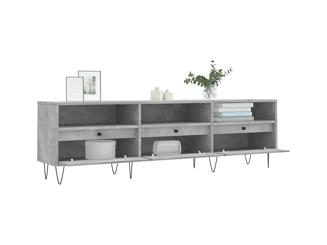 Mueble de TV | Mueble de salón madera contrachapada gris hormigón 150x30x44,5 cm