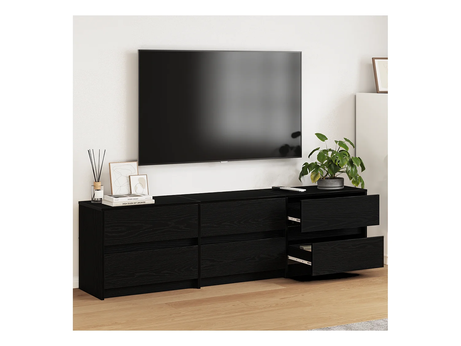 Gabinete de TV | Mueble de TV | Mueble de salón Negro 182 x 34 x 50 cm