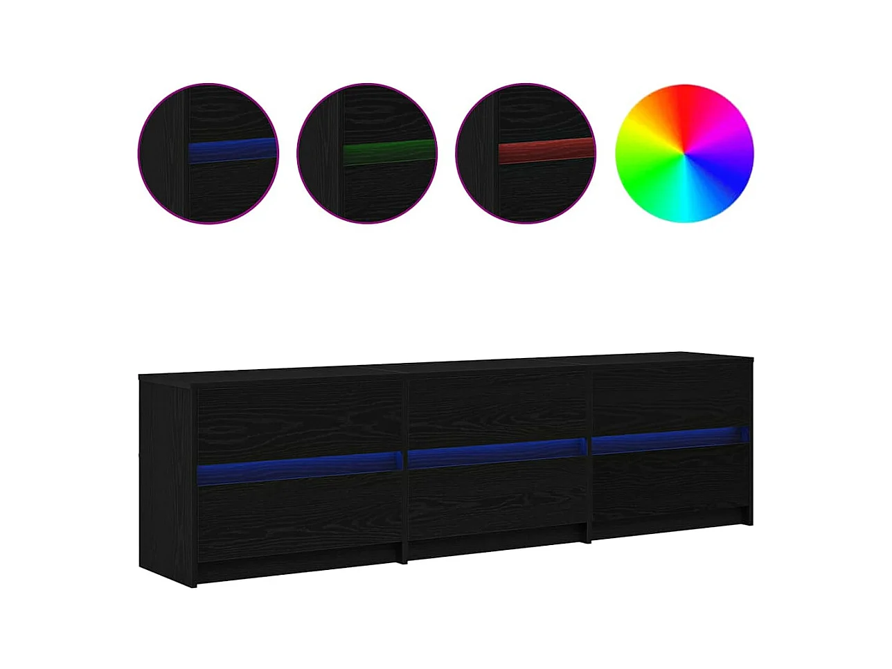 Gabinete de TV | Mueble de TV | Mueble de salón Negro 182 x 34 x 50 cm