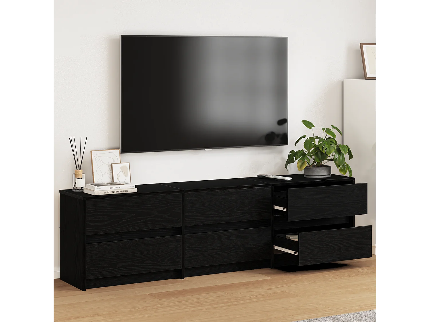 Gabinete de TV | Mueble de TV | Mueble de salón Negro 182 x 34 x 50 cm