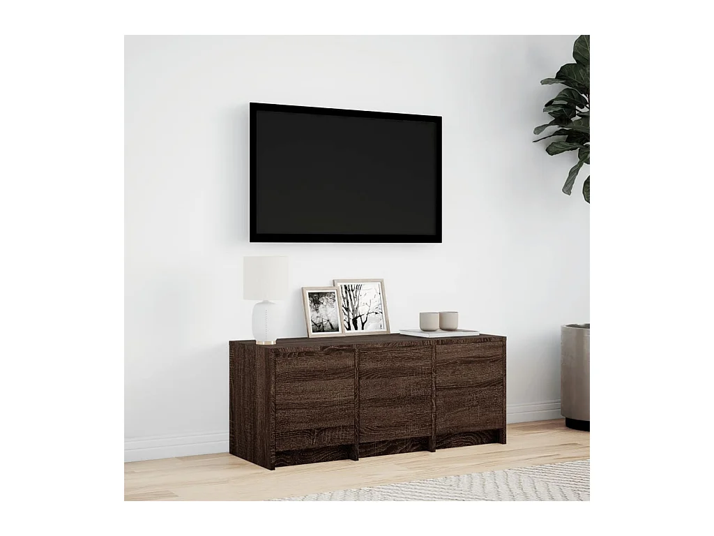 Tv-meubel | Tv-Bank | TV-kastmet LED 97x34x40 cm bewerkt hout bruin eikenkleurig