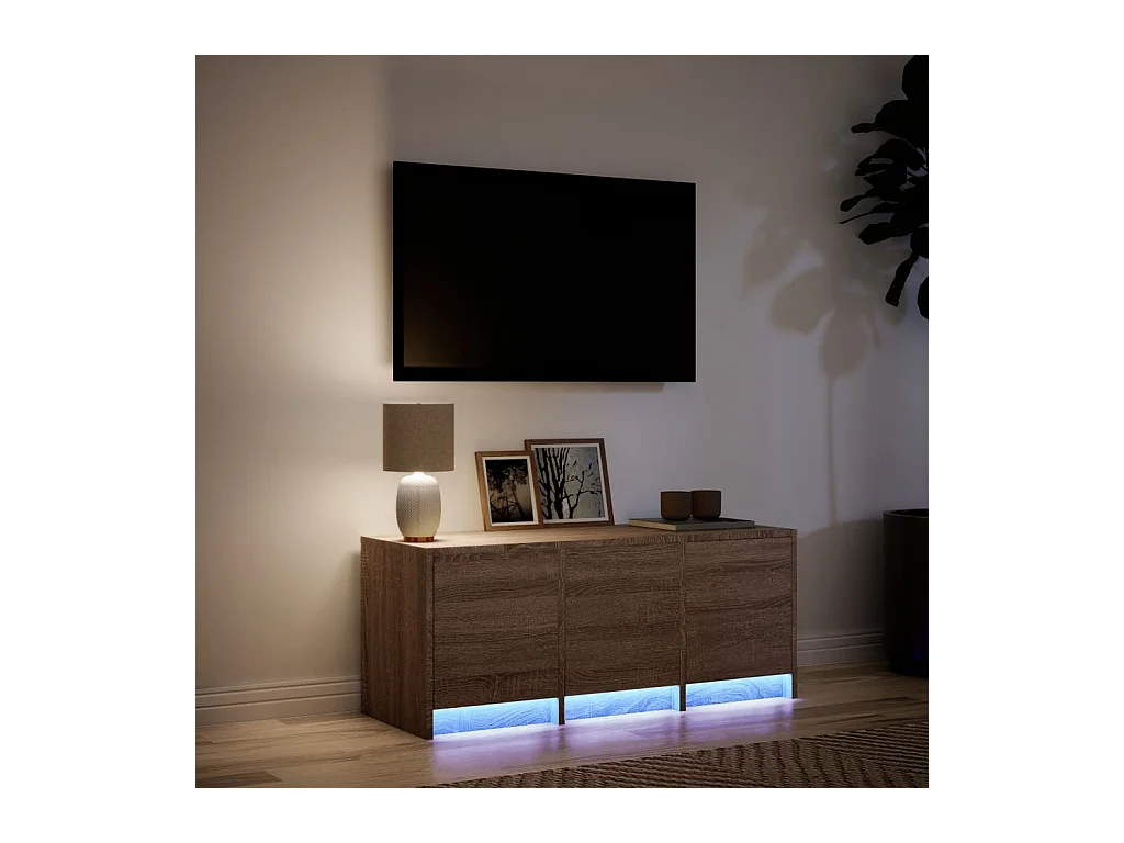 Tv-meubel | Tv-Bank | TV-kastmet LED 97x34x40 cm bewerkt hout bruin eikenkleurig
