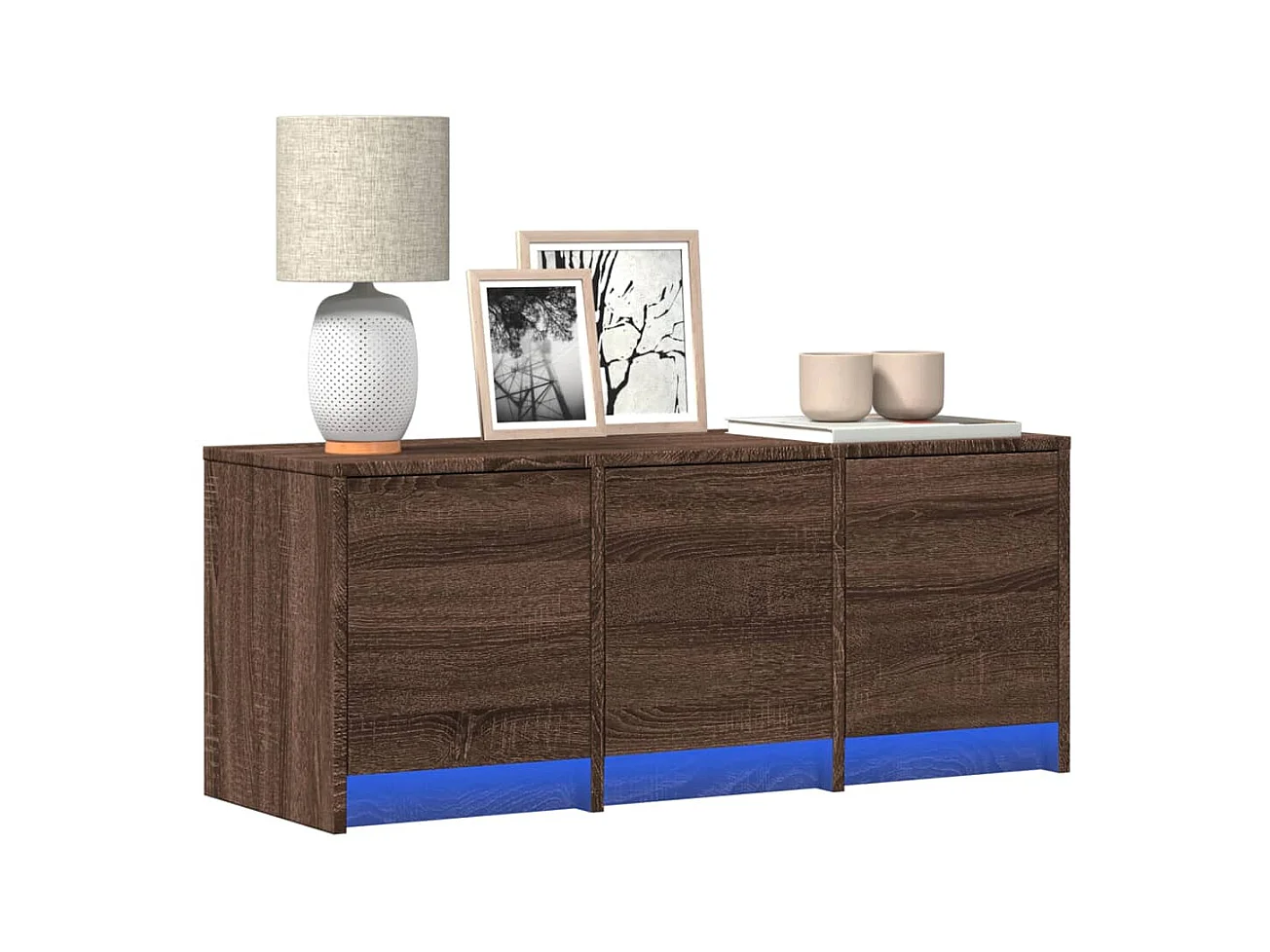 Meuble TV | Banc TV | Armoire TV avec LED chêne marron 97x34x40 cm bois d'ingénierie