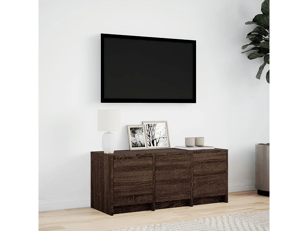 Tv-meubel | Tv-Bank | TV-kastmet LED 97x34x40 cm bewerkt hout bruin eikenkleurig