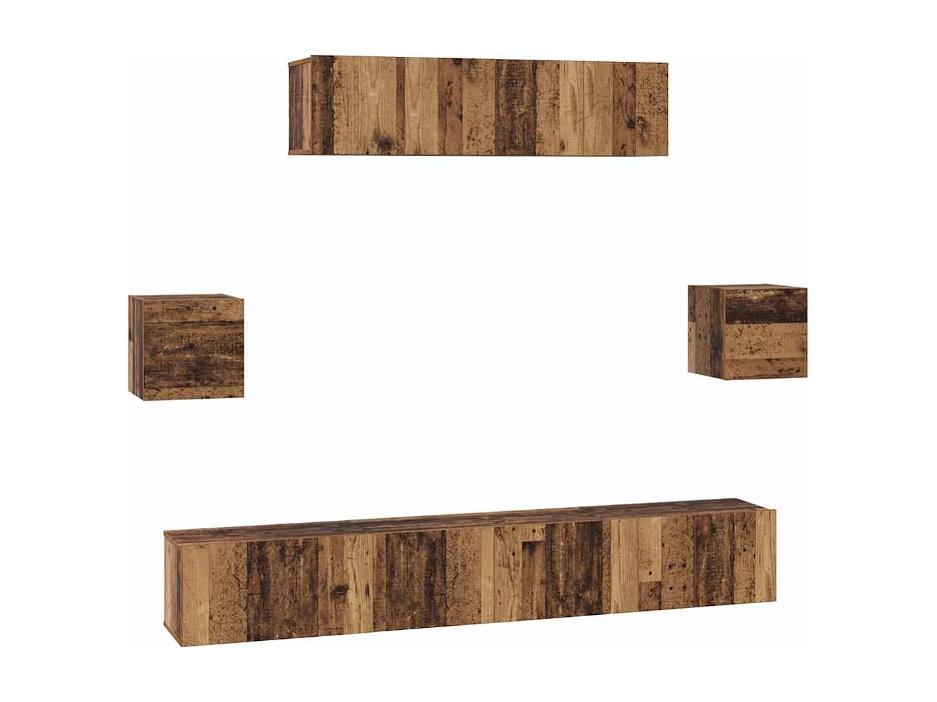 Tv-meubelset | Tv-Bank | TV-kast 7 pcs Oud hout 80 x 30 x 30 cm Bewerkt hout