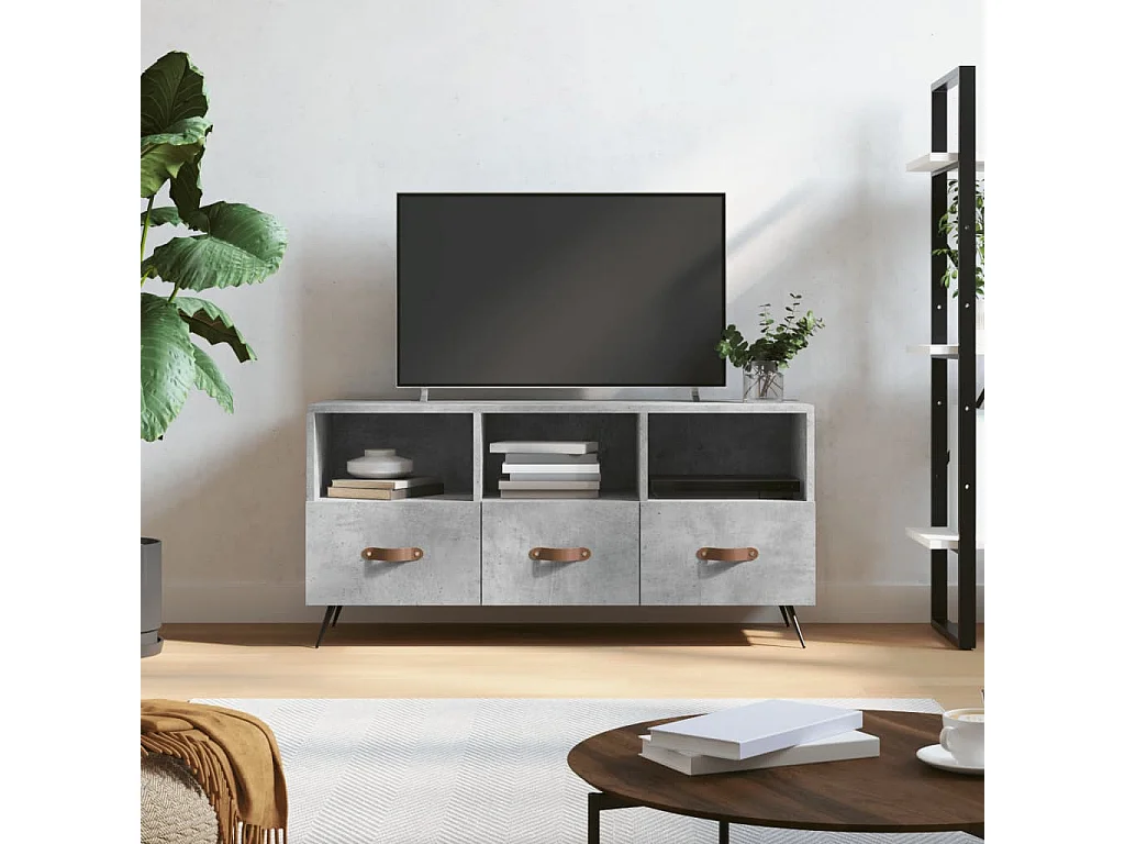 Meuble TV | Banc TV | Armoire TV gris béton 102x36x50 cm bois d'ingénierie