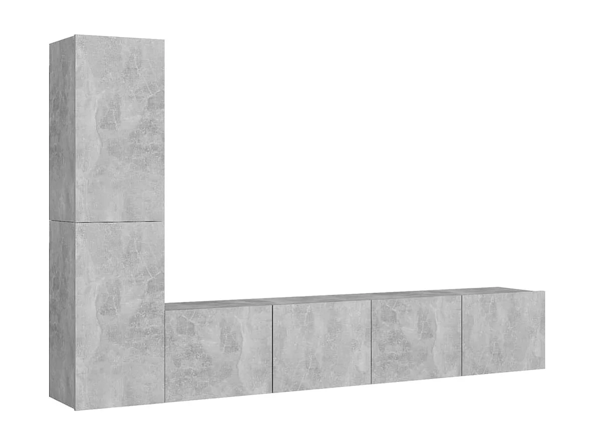 Set muebles de salón TV | Gabinetes de TV |  Muebles de TV 4 pzas madera ingeniería gris hormigón