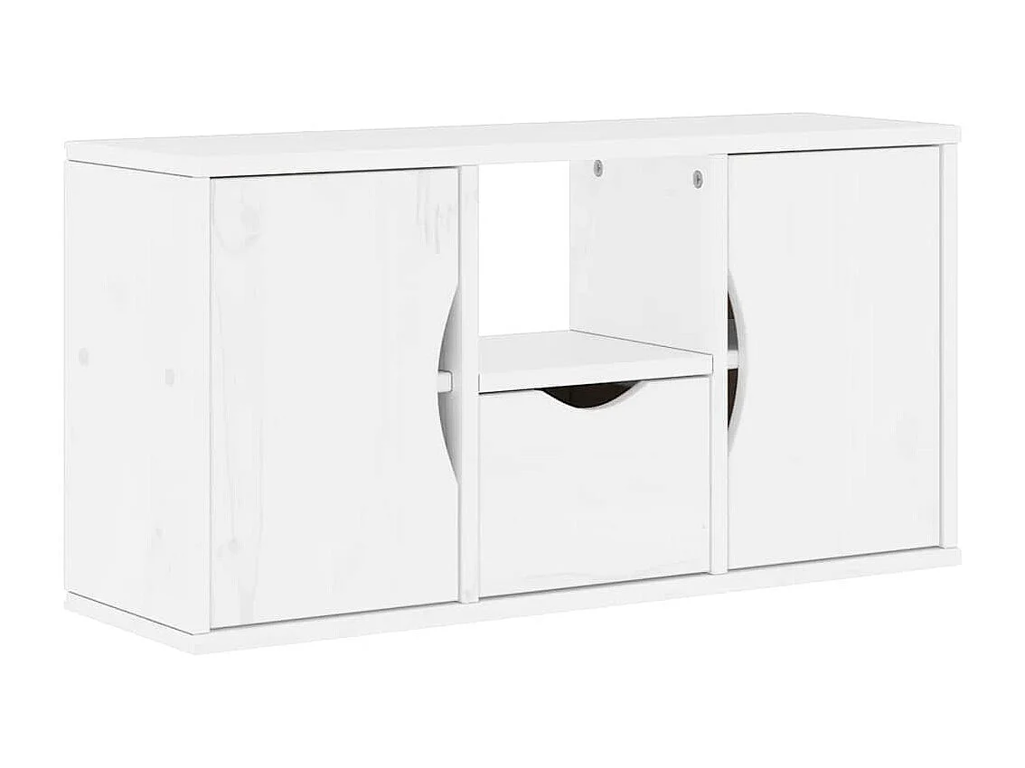 Mueble para TV  | Gabinete de TV |  Mueble de salón con cajón ODDA blanco 79x24x40 cm madera pino