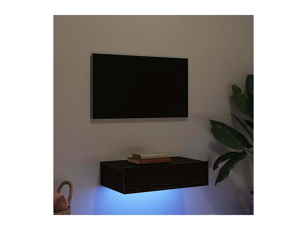 Mueble de TV | Mueble de salón con luces LED Roble Negro 60x35x15,5 cm