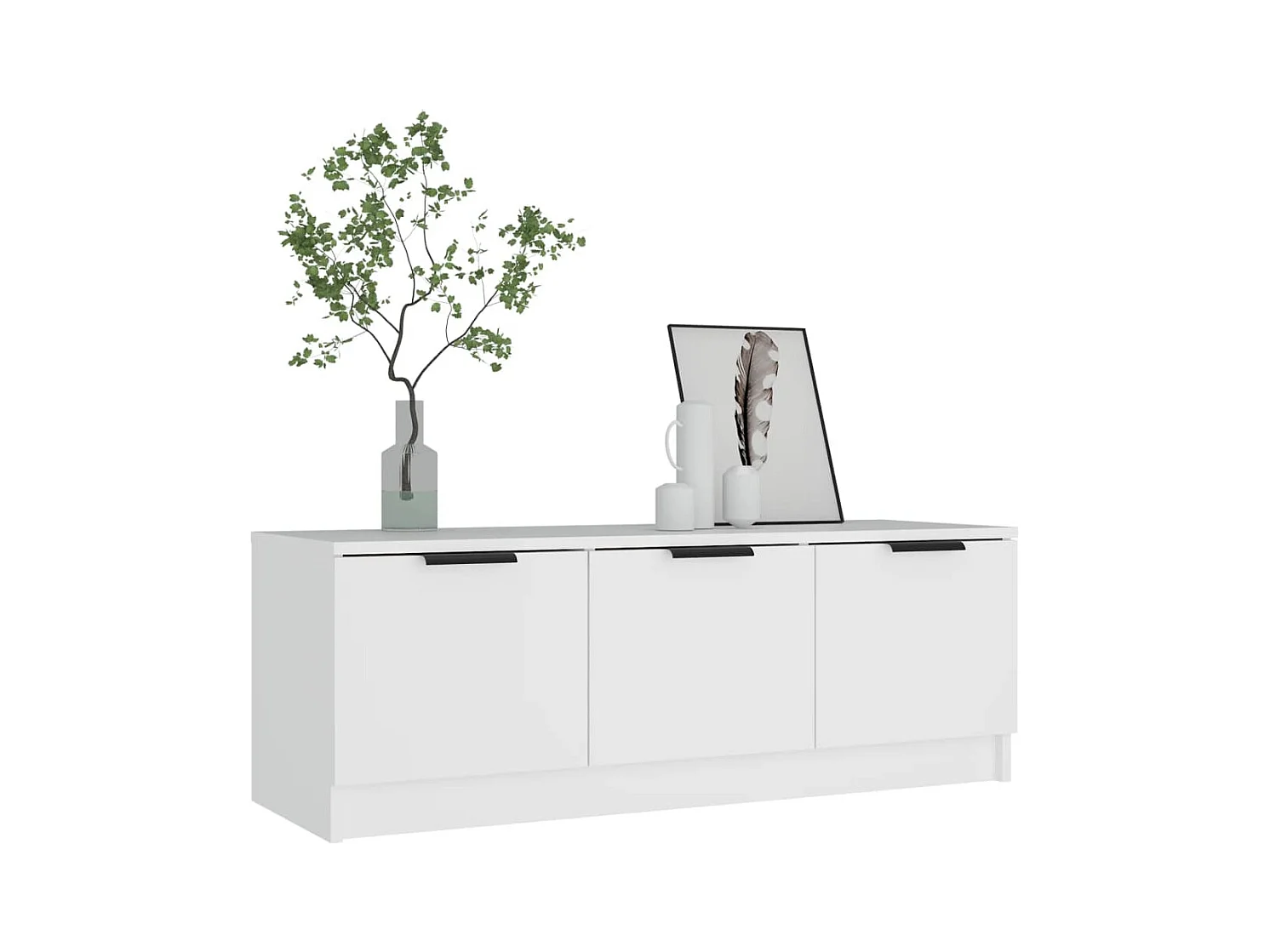 Mueble de TV | Mueble de salón madera contrachapada blanco 102x35x36,5 cm
