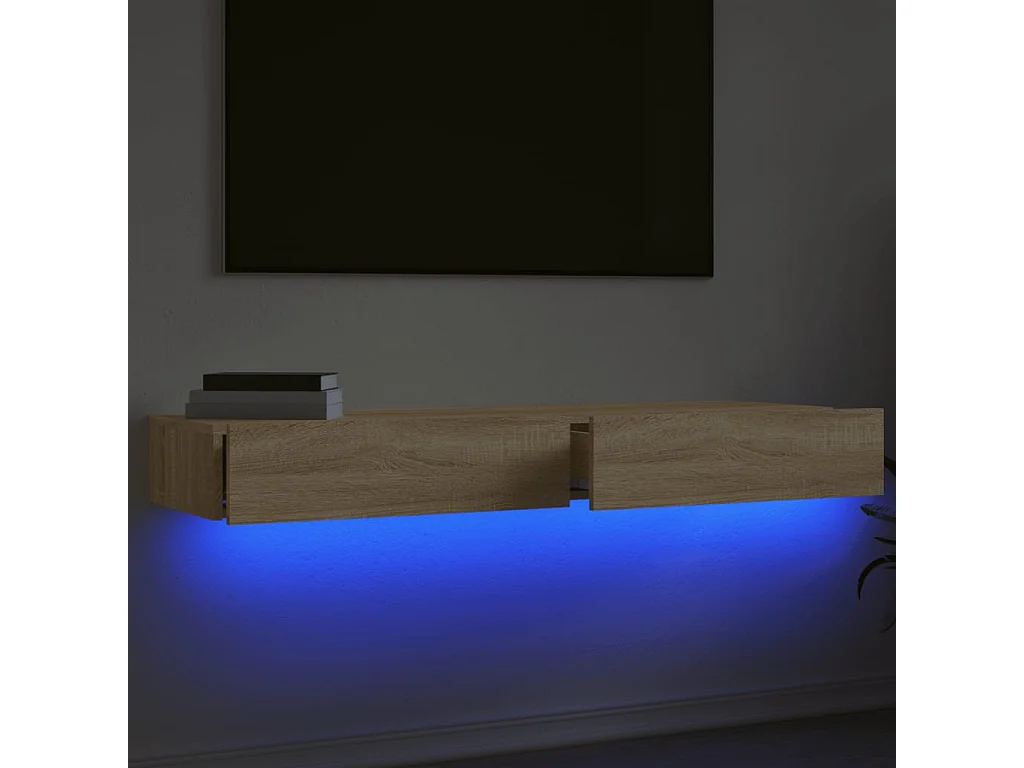 Meubles TV | Bancs TV | Armoires TV avec éclairage LED 2 pcs chêne sonoma 60x35x15,5 cm