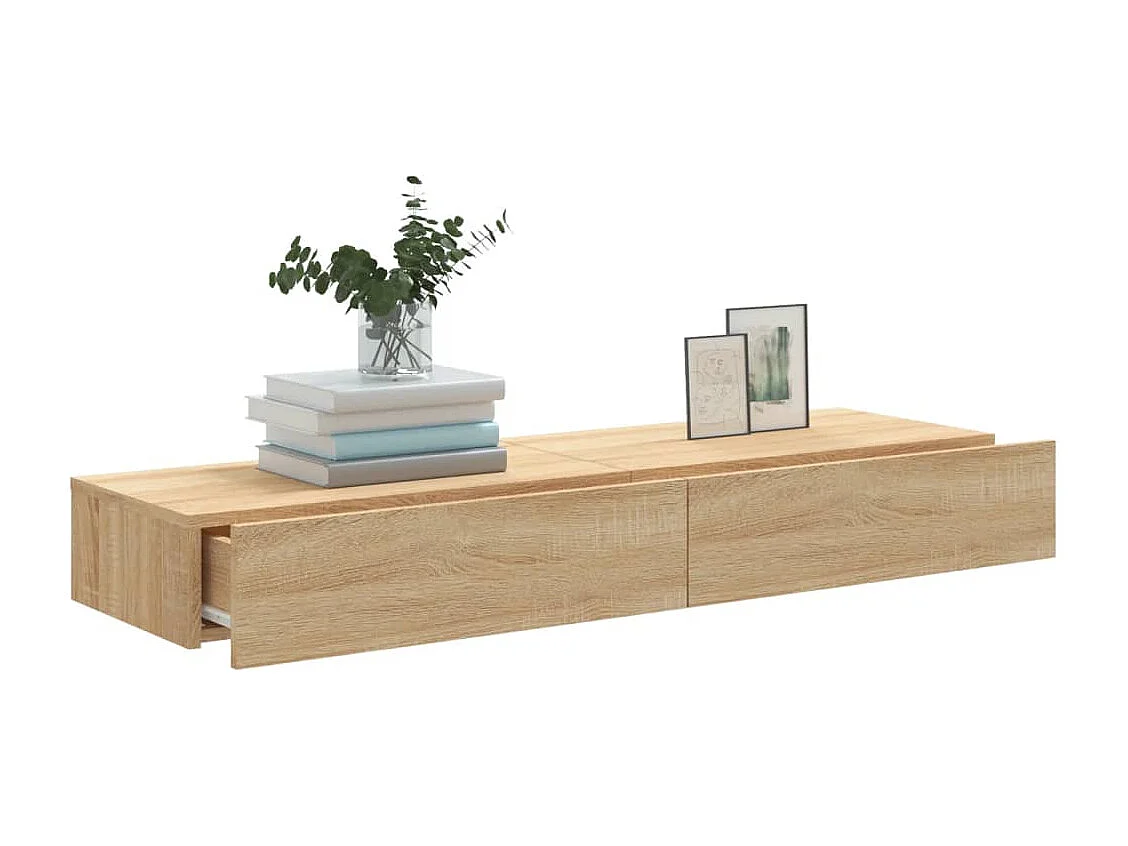 Meubles TV | Bancs TV | Armoires TV avec éclairage LED 2 pcs chêne sonoma 60x35x15,5 cm