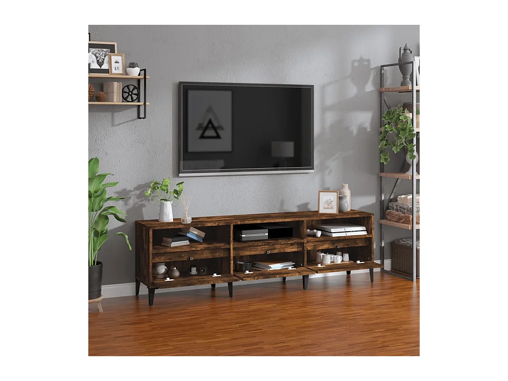 Mueble de TV | Mueble de salón madera contrachapada roble ahumado 150x30x44,5 cm