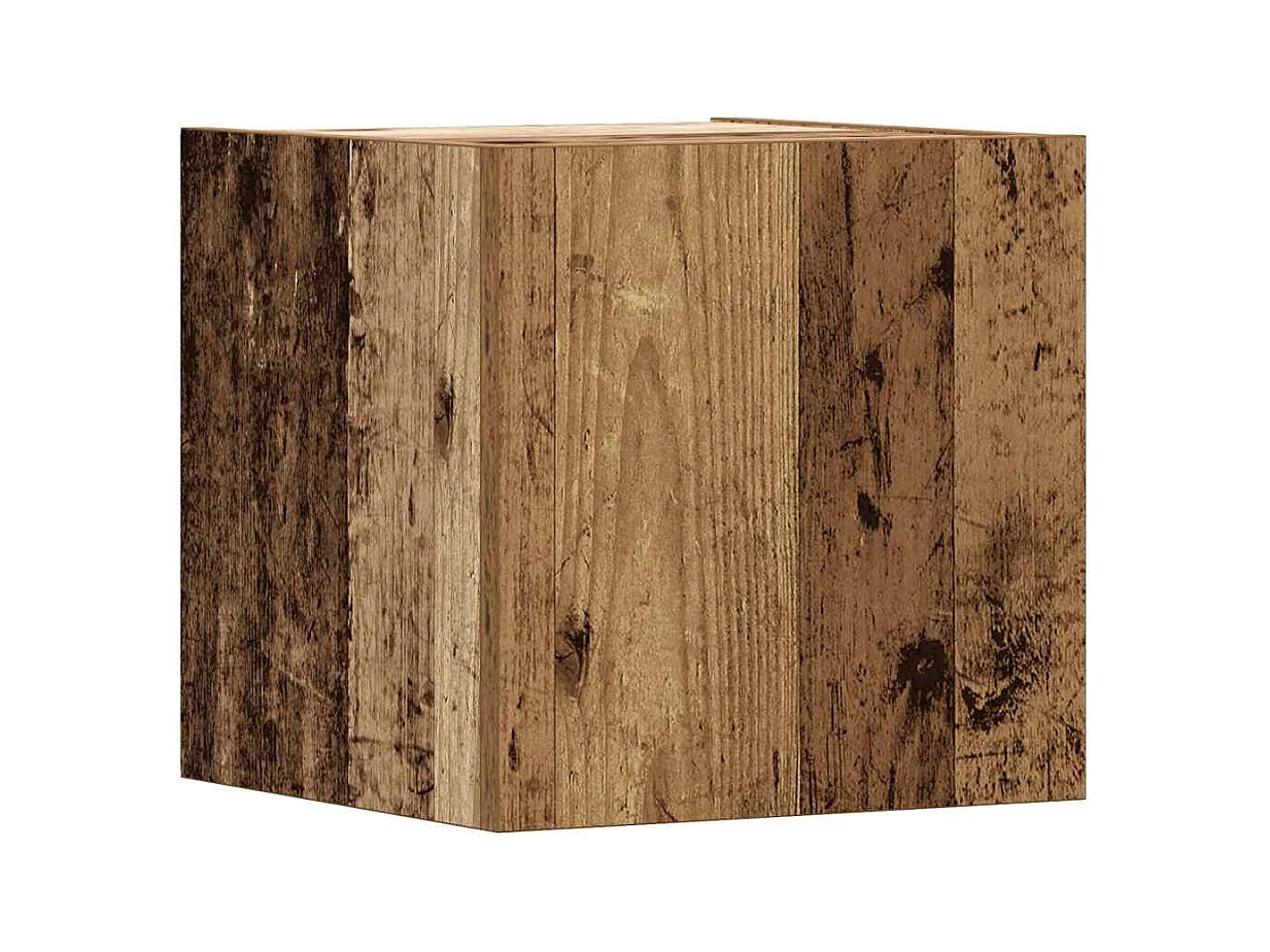 6-delig Tv-meubelset | Tv-Bank | TV-kast wandmontage bewerkt hout oud houtkleurig