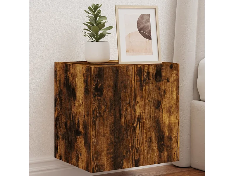 Meubles TV | Bancs TV | Armoires TV muraux et lumières LED 2pcs chêne fumé 40,5x35x40 cm