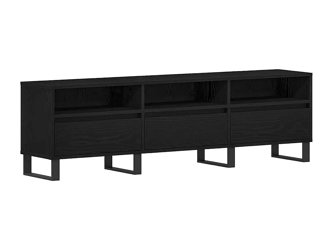 Meuble TV | Banc TV | Armoire TV Noir Chêne 150x30x44,5 cm Bois d'ingénierie