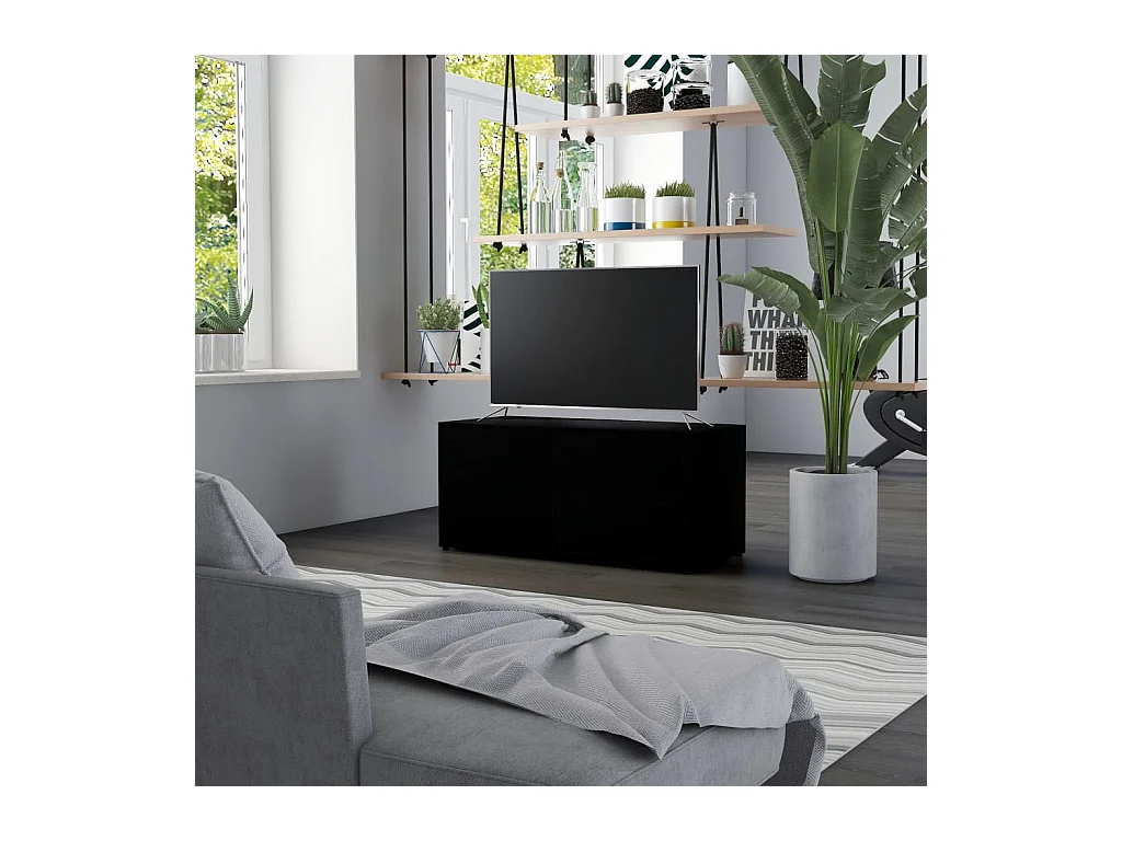 Mueble para TV  | Gabinete de TV |  Mueble de salón madera contrachapada negro 80x34x36 cm