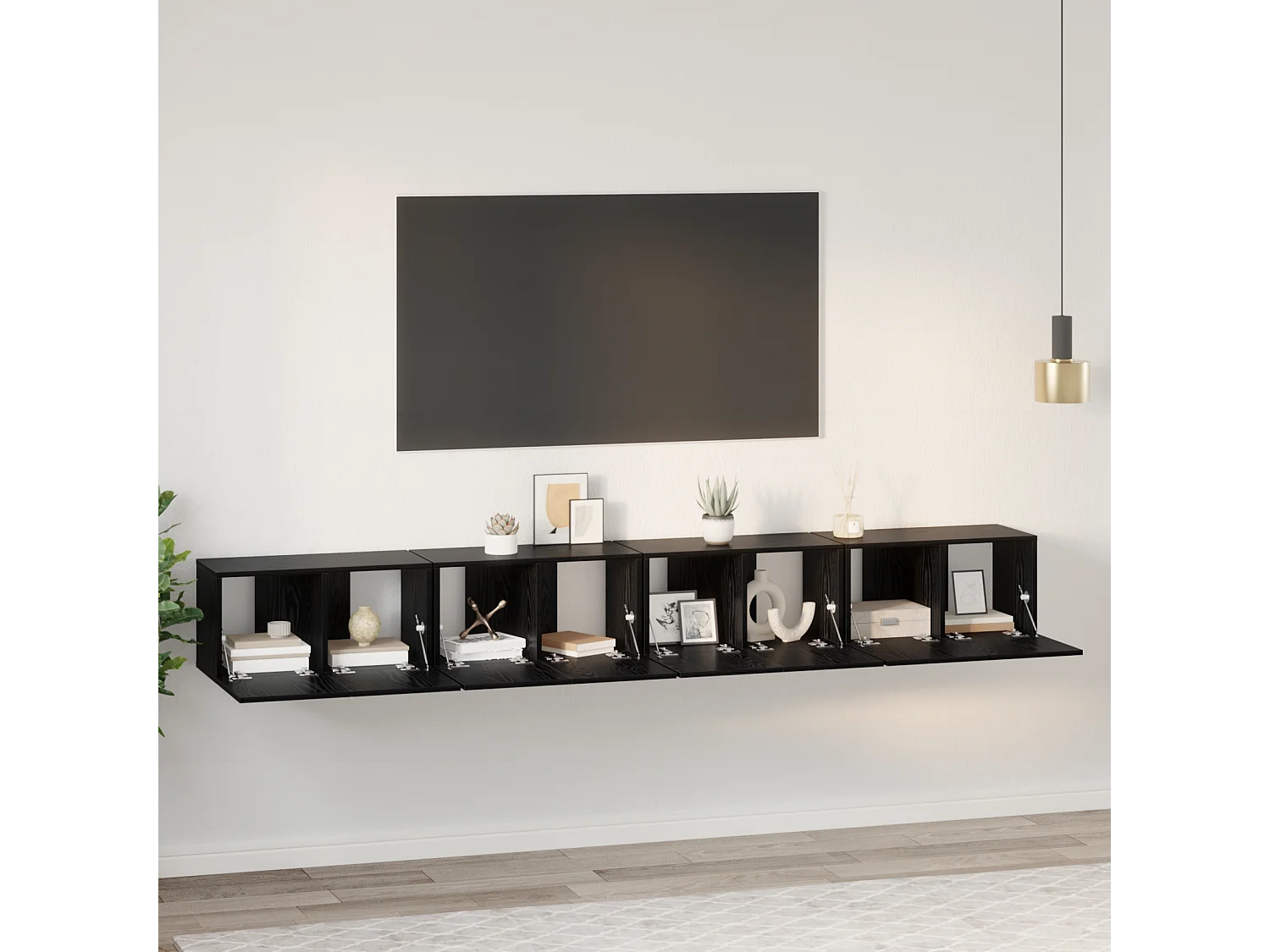 Tv-meubelset | Tv-Bank | TV-kast 4 pcs Zwart eiken Medium 30 x 60 x 30.5 cm