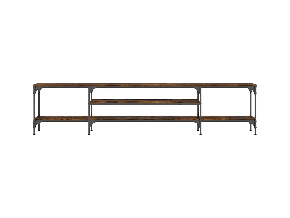 Mueble TV | Gabinete de TV | Mueble de salón madera ingeniería y hierro roble ahumado 201x35x45 cm