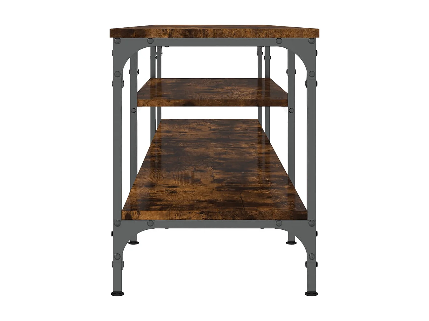 Mueble TV | Gabinete de TV | Mueble de salón madera ingeniería y hierro roble ahumado 201x35x45 cm