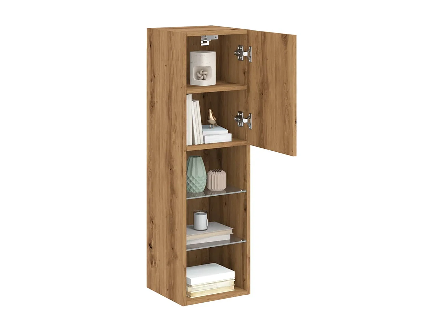 Tv-meubel | Tv-Bank | TV-kastmet LED-verlichting 30,5x30x102 cm artisanaal eiken