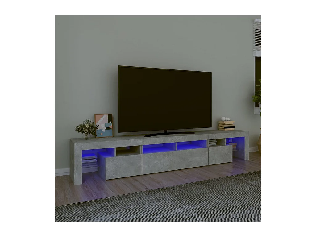 Mueble de TV | Mueble de salón con luces LED gris hormigón 230x36,5x40 cm