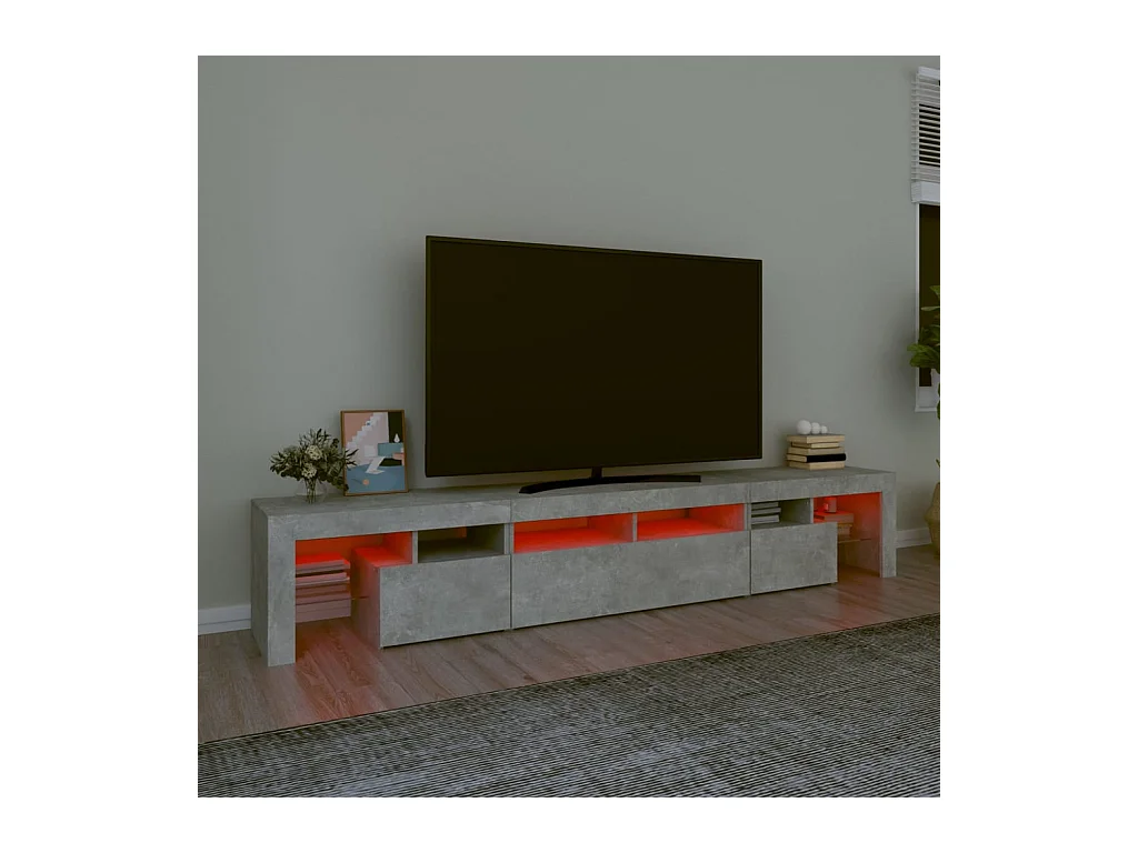 Mueble de TV | Mueble de salón con luces LED gris hormigón 230x36,5x40 cm