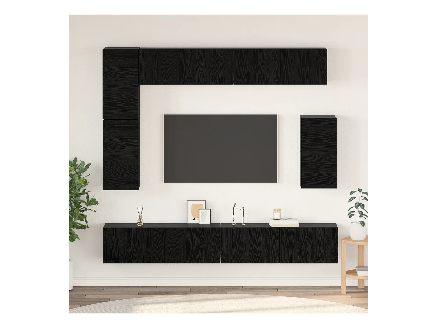 Tv-meubelset | Tv-Bank | TV-kast met plank Anders met opslag 8 pcs Zwart Eiken