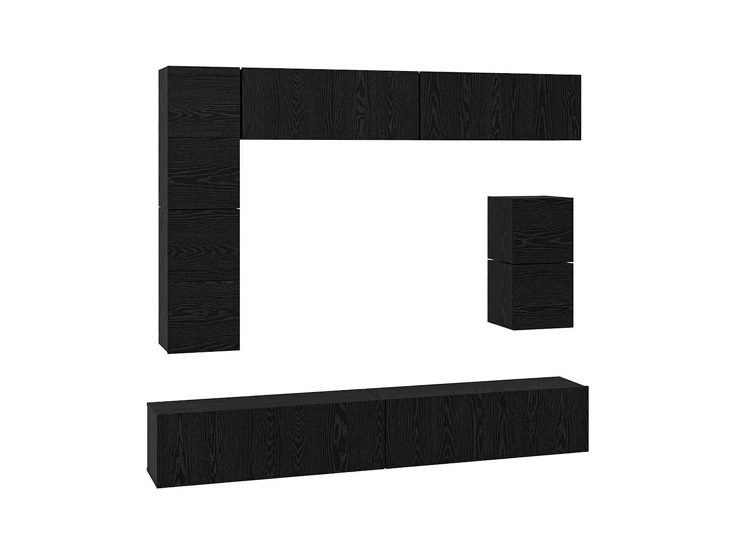 Tv-meubelset | Tv-Bank | TV-kast met plank Anders met opslag 8 pcs Zwart Eiken