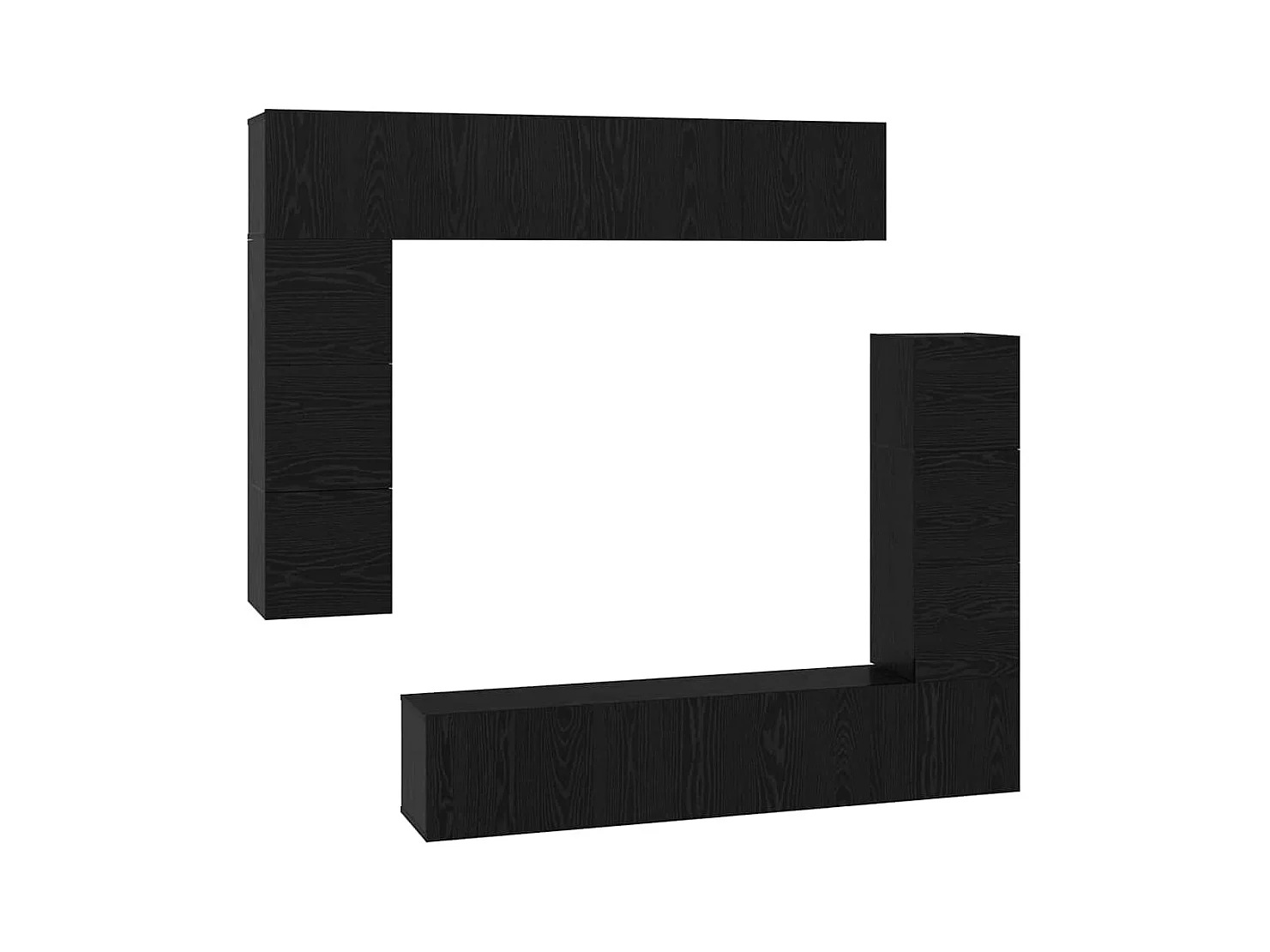 Tv-meubelset | Tv-Bank | TV-kast 8 pcs Zwart eiken 80 x 30 x 30 cm Bewerkt hout