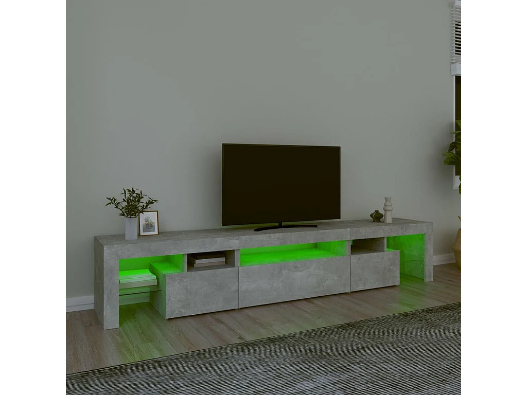Mueble de TV | Mueble de salón con luces LED gris hormigón 215x36,5x40 cm