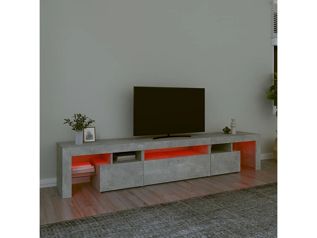 Mueble de TV | Mueble de salón con luces LED gris hormigón 215x36,5x40 cm