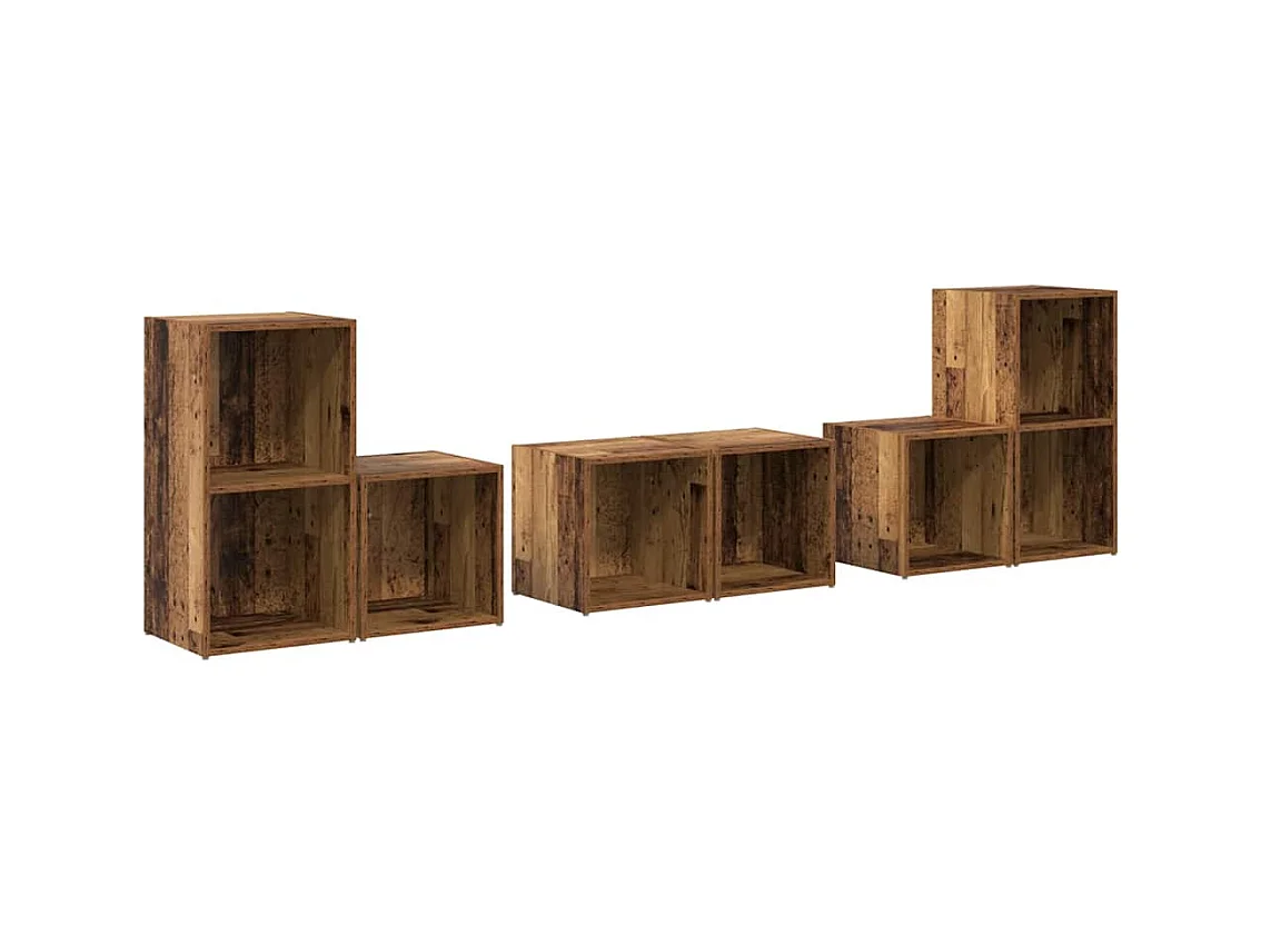 Juego de muebles de TV | Gabinete de TV | Mueble de salón 6 pcs Madera Vieja 37 x 35 x 72 cm