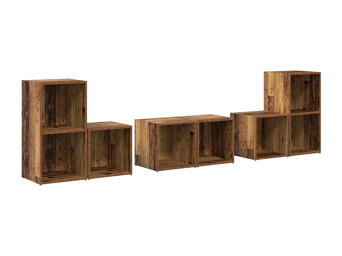 Juego de muebles de TV | Gabinete de TV | Mueble de salón 6 pcs Madera Vieja 37 x 35 x 72 cm