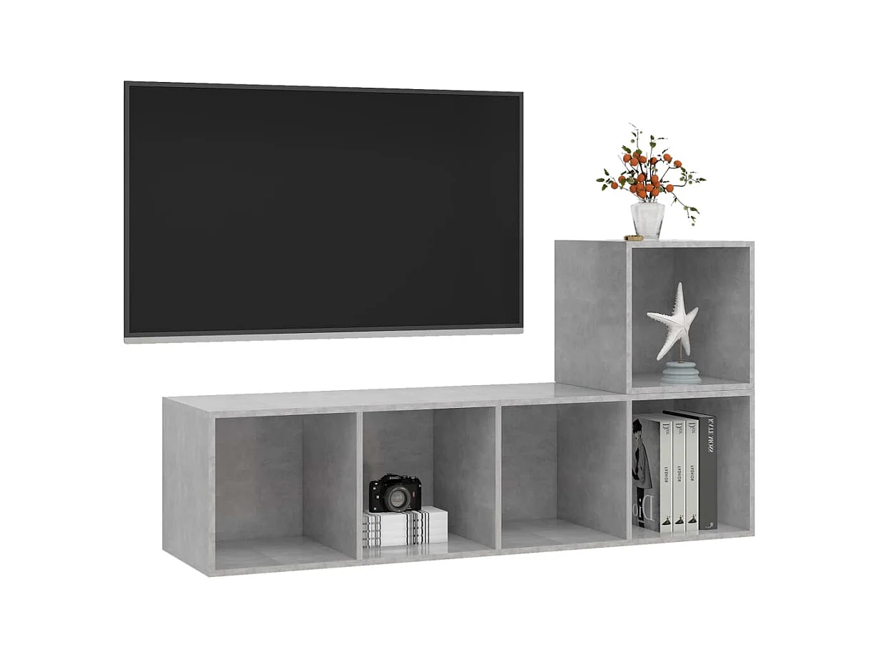 Set de Muebles de salón | Gabinetes de TV |  Muebles de TV 2 pzas madera ingeniería gris hormigón