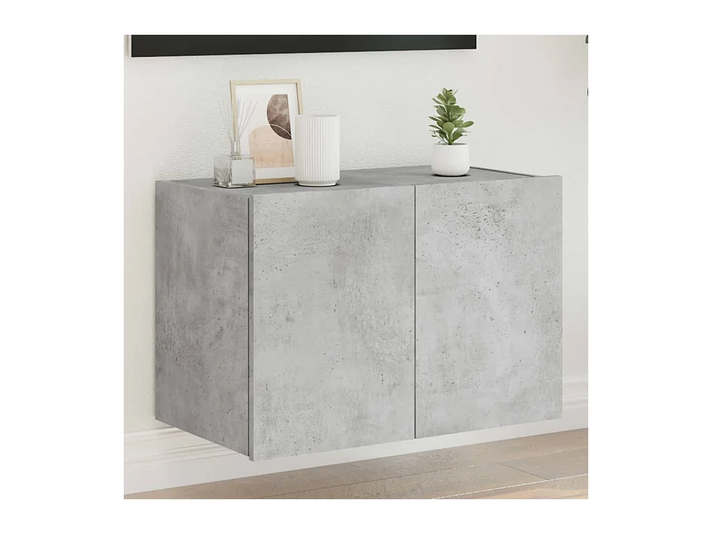 Mueble de TV | Mueble de salón de pared con luces LED gris hormigón 60x35x41 cm