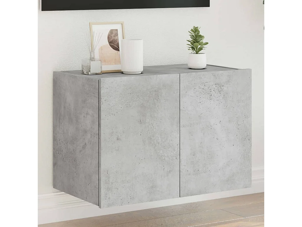 Mueble de TV | Mueble de salón de pared con luces LED gris hormigón 60x35x41 cm